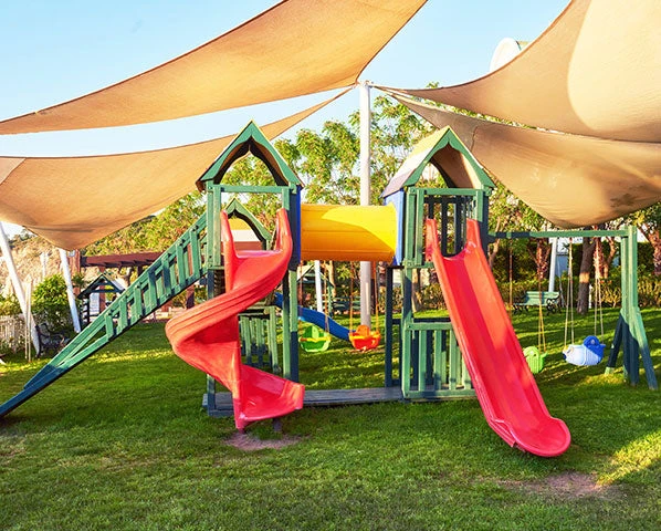 Wooden Swing Set with Slide