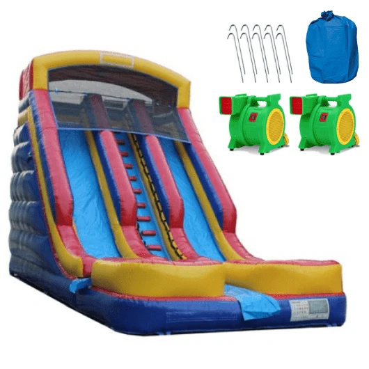 20'H Dual Lane Inflatable Wet/Dry Slide With Pool