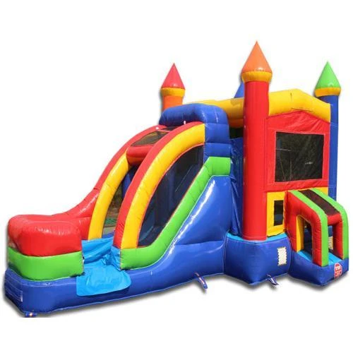 Rainbow Castle Commercial Bounce House With Slide Combo