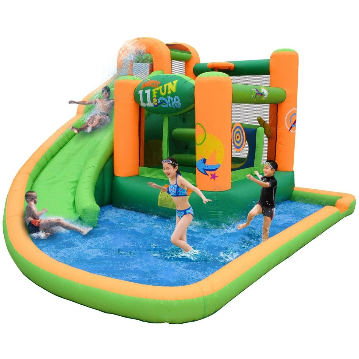 KidWise Endless Fun 11 in 1 Inflatable Bounce House with Waterslide