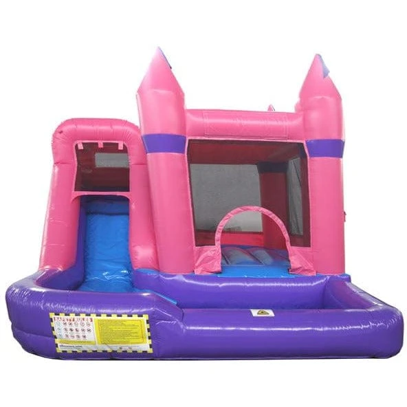 15' Pink Castle Combo Water Slide