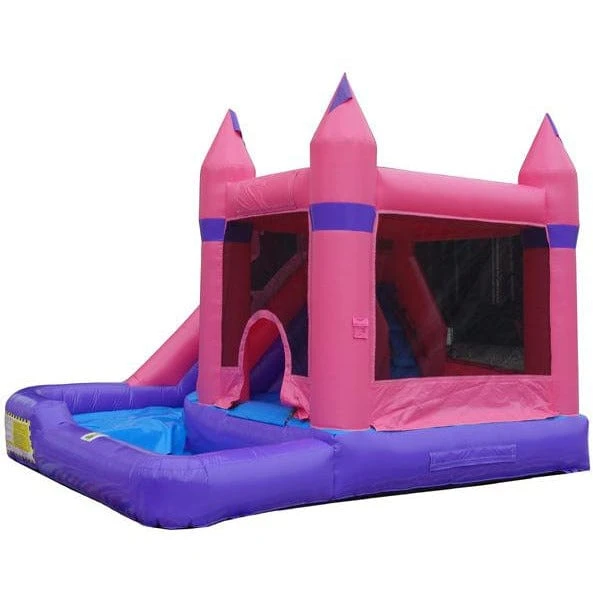 15' Pink Castle Combo Water Slide